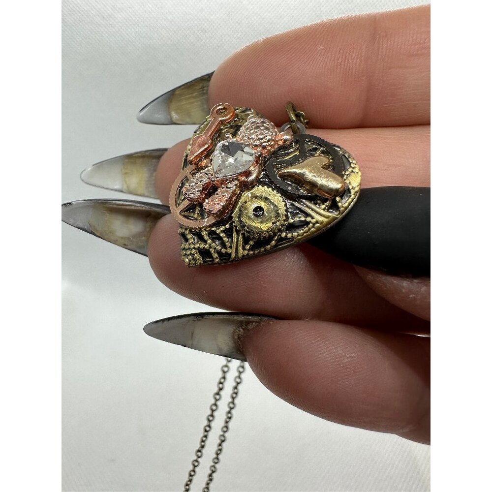 Steampunk Bronze Heart Shaped Lockets Bear or Rabbit